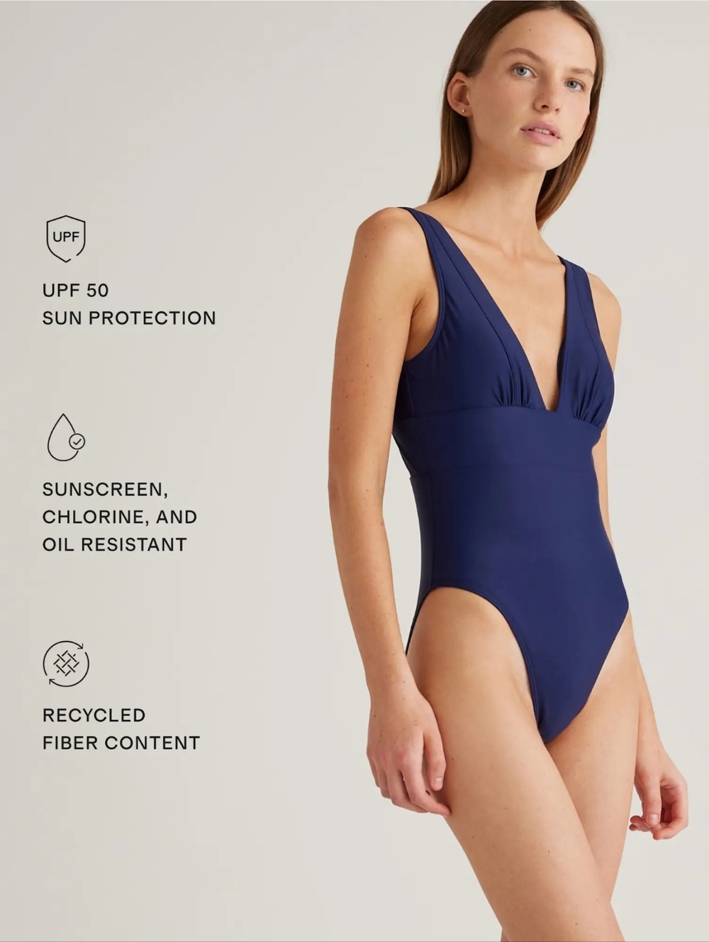Quince Women's Italian Plunge One-Piece Swimsuit #99